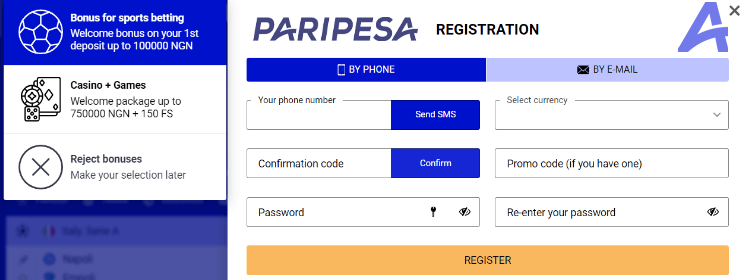 Paripesa sign up