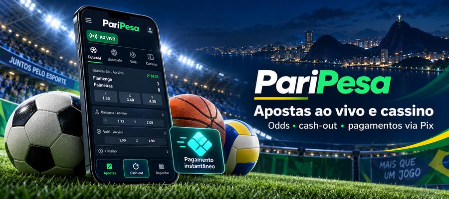 Apostas ao vivo e cassino no aplicativo PariPesa com pagamentos via Pix no Brasil