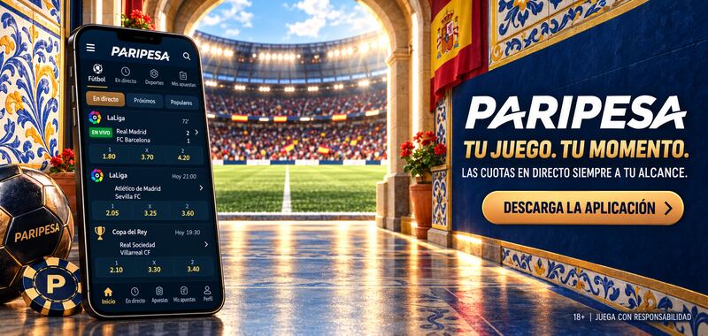 Aplicación móvil de PariPesa España con apuestas deportivas en directo