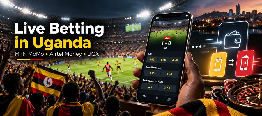 Live betting in Uganda with MTN MoMo and Airtel Money payments in UGX