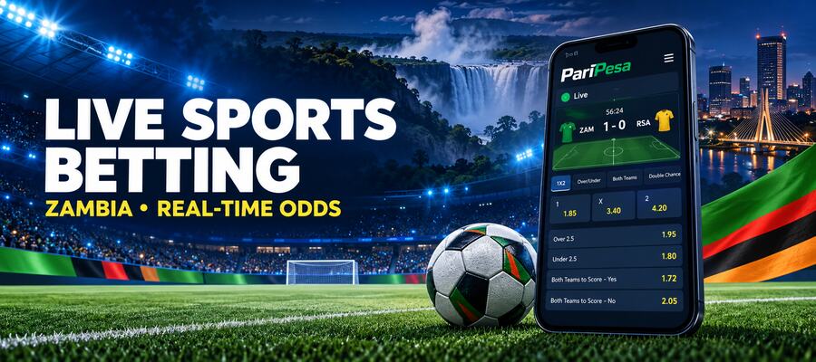 Live sports betting in the PariPesa Zambia app with real-time football odds.