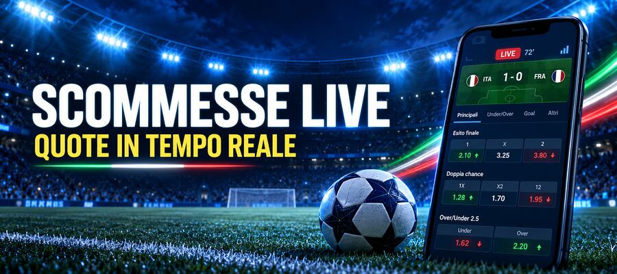 Scommesse live nell’app PariPesa con quote in tempo reale durante una partita di calcio.